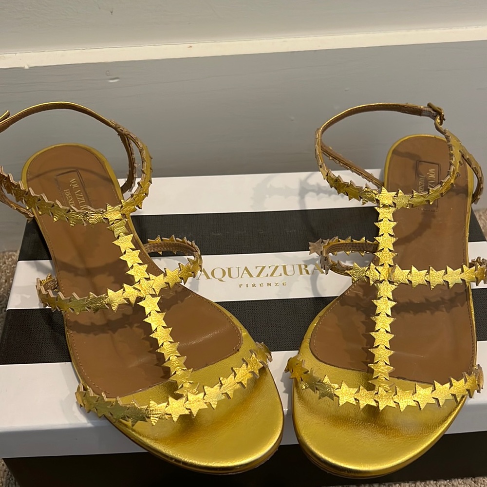 Aquazzura Gold Starlight Sandals